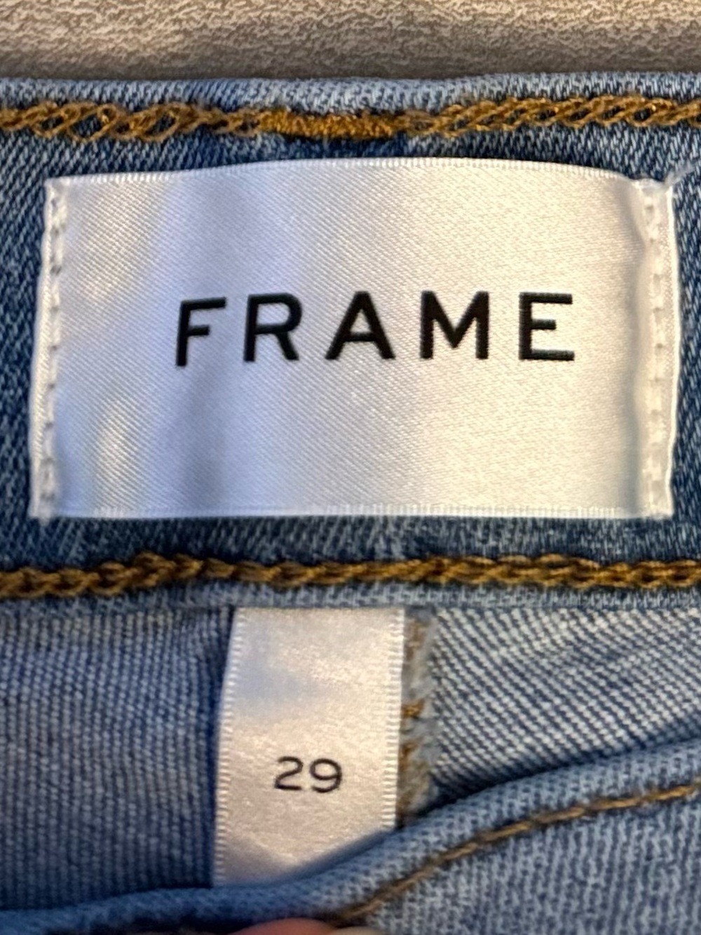 FRAME Temper Jeans 29 Light Blue Wash Slim Straight Stretch Denim Cropped Sz 29 - Picture 5 of 5